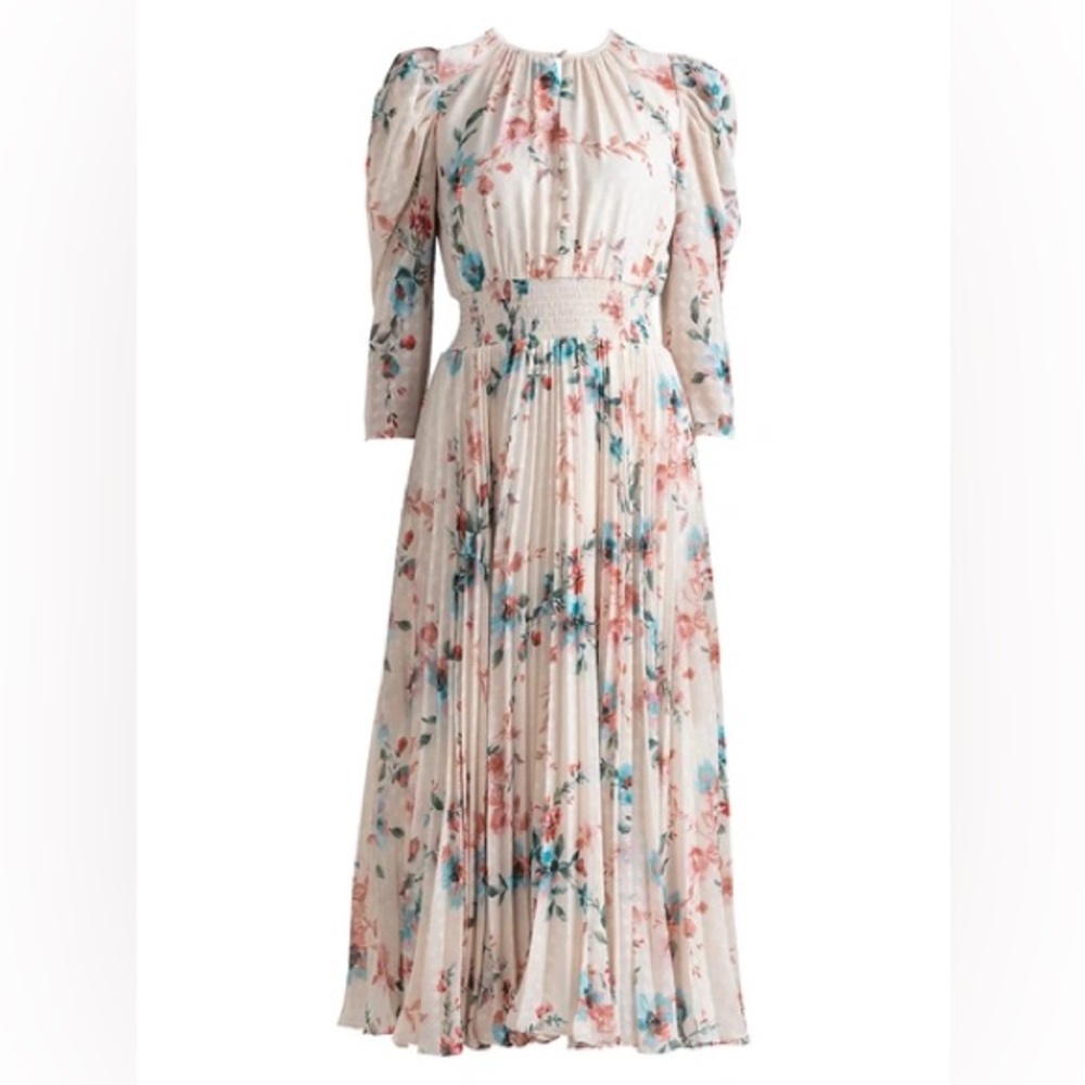 Shoshanna Paxton Floral Jersey Midi dress in Petal Blue sz.10